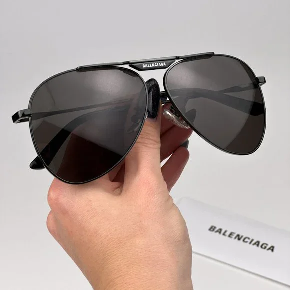 Balenciaga BB0244S 001 BRAND NEW Sunglasses Gray Pilot Unisex BB 0244S